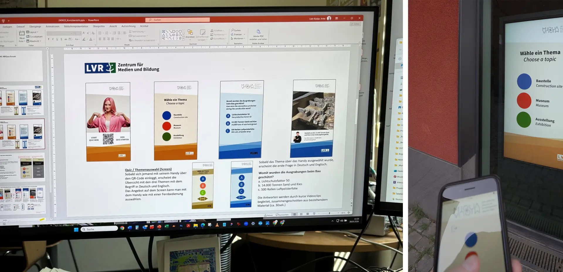 Splitscreen mit Layouts des UX-Designs und der Ausführung auf der Handyscreen Anwendung